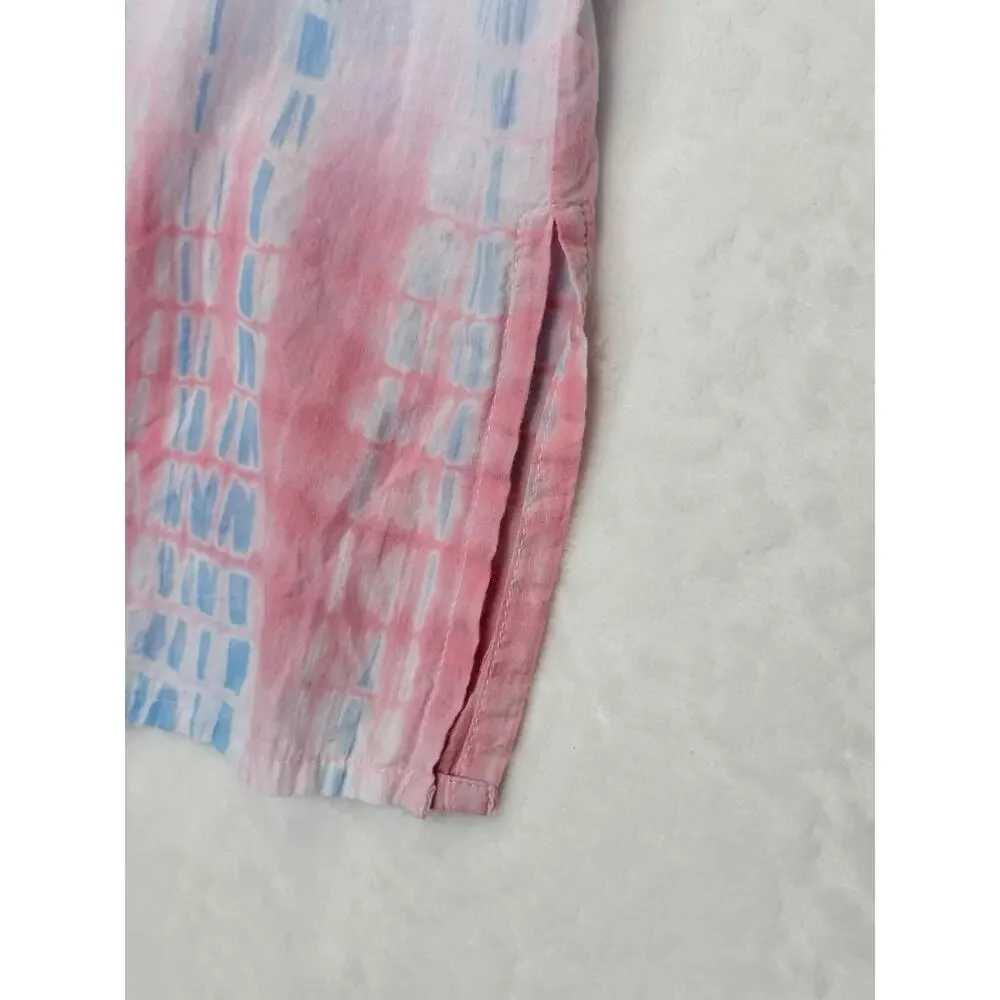 SUNDANCE Tunic Women’s Sz L Dreaming In Color Beaded Tie Dyed Coverup Flaws - Picture 9 of 12